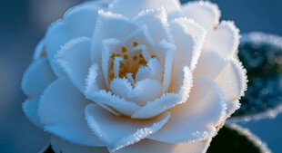 洁白山茶花特写