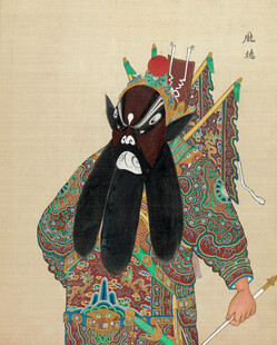 京剧扮相武将背影图