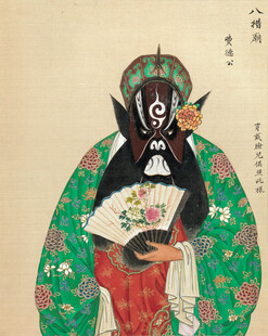 京剧扮相人物手持折扇
