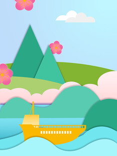 春日江上小船风景图