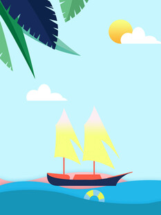 海上双帆船的夏日风景