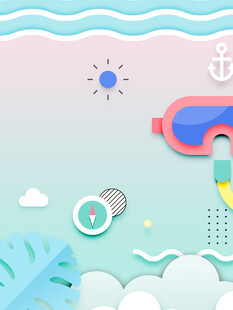 夏日海边度假元素插画