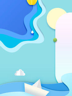 夏日海边纸船梦幻风景