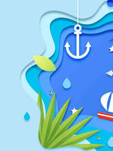 海洋主题剪纸风装饰元素