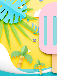 夏日冰淇淋主题清新插画