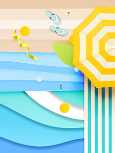 夏日海滩度假清新插画
