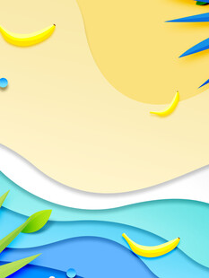 夏日海滩香蕉元素插画