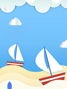 海边帆船风景插画