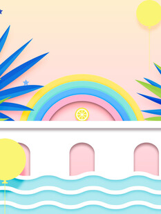 梦幻彩虹桥与海滨风景