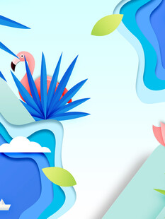 梦幻纸艺风植物场景