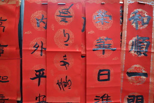 喜庆红色对联展示