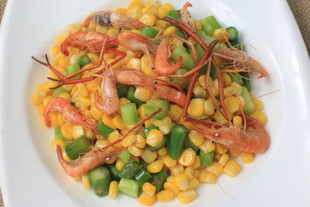 虾仁豌豆玉米炒饭