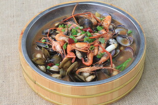 海鲜蒸菜美食特写