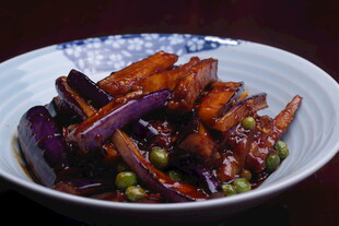 美味茄子炒豌豆