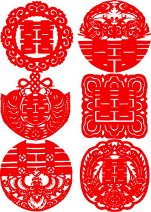 传统中式双喜剪纸图案