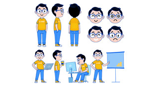 可爱卡通程序员主视觉三视图