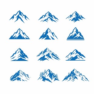 多样蓝色雪山图标集合