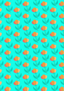 蓝底橙色鱼图案无缝背景