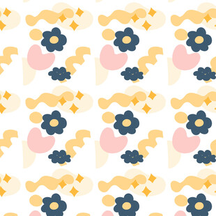 花卉波浪几何图案无缝背景