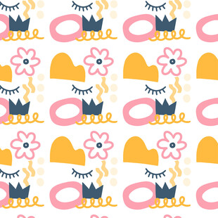 可爱卡通图案无缝背景图