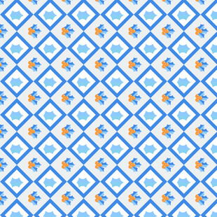 蓝白几何花卉图案纹理