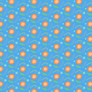 蓝色背景橙色图案无缝纹理