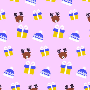 圣诞元素无缝图案设计