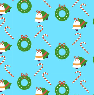 蓝色背景圣诞元素无缝图案