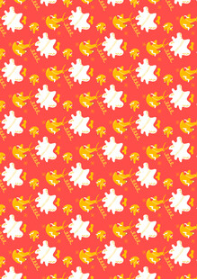 橙底白花小黄鸟图案