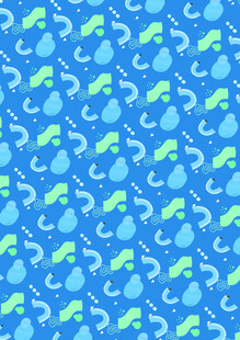 蓝色雨滴青蛙图案背景