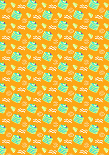 橙色底绿植图案背景纹理