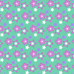 绿底粉花星星图案背景