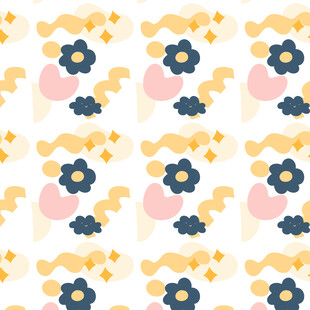 花卉几何图案无缝背景图