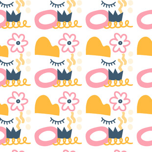 可爱卡通图案无缝背景