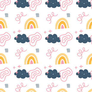 彩虹云朵可爱图案背景