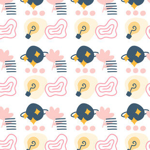 可爱卡通图案无缝背景