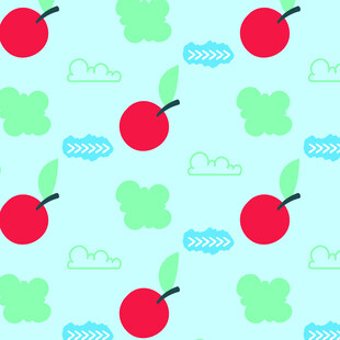 清新苹果绿叶图案背景