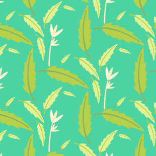 清新绿叶植物无缝图案