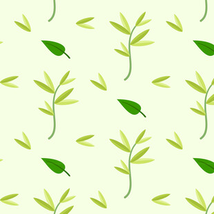 清新绿叶植物无缝图案