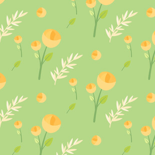 清新花卉绿色无缝图案