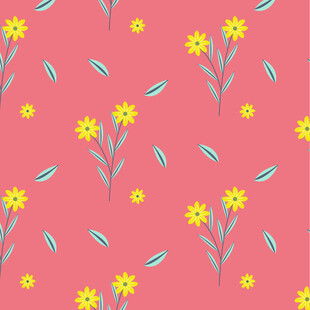 粉色背景黄色小花图案