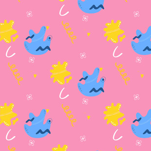 粉色背景可爱动物图案