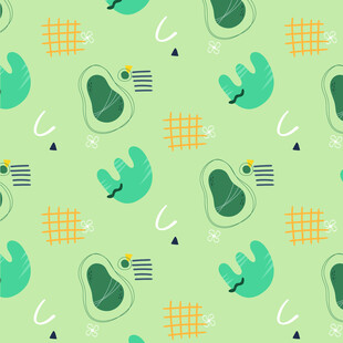 清新绿植几何图案背景