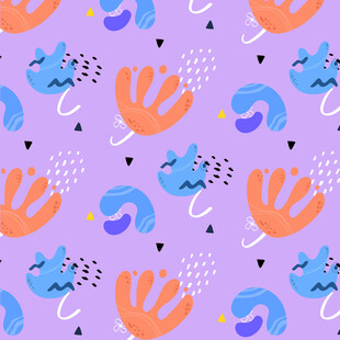 紫色背景的海洋元素图案