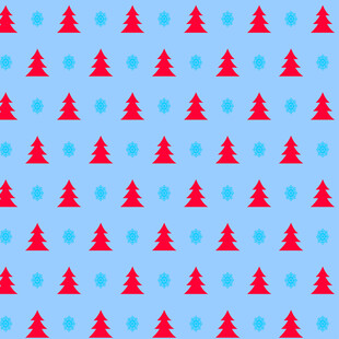 蓝色背景上的红色圣诞树图案