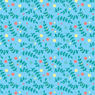 蓝色植物花卉图案背景