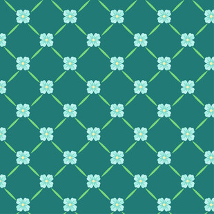 绿色花卉几何图案背景