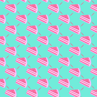 粉色蛋糕图案的青绿色背景