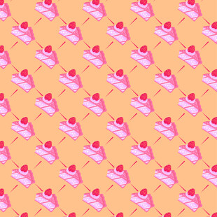 粉色花朵橙色背景图案