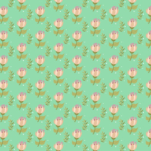 清新绿底花卉图案背景